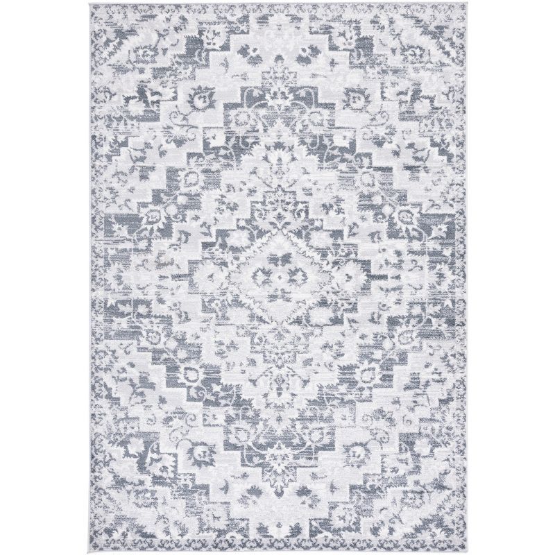 Gray Abstract 8' x 10' Synthetic Easy Care Rug