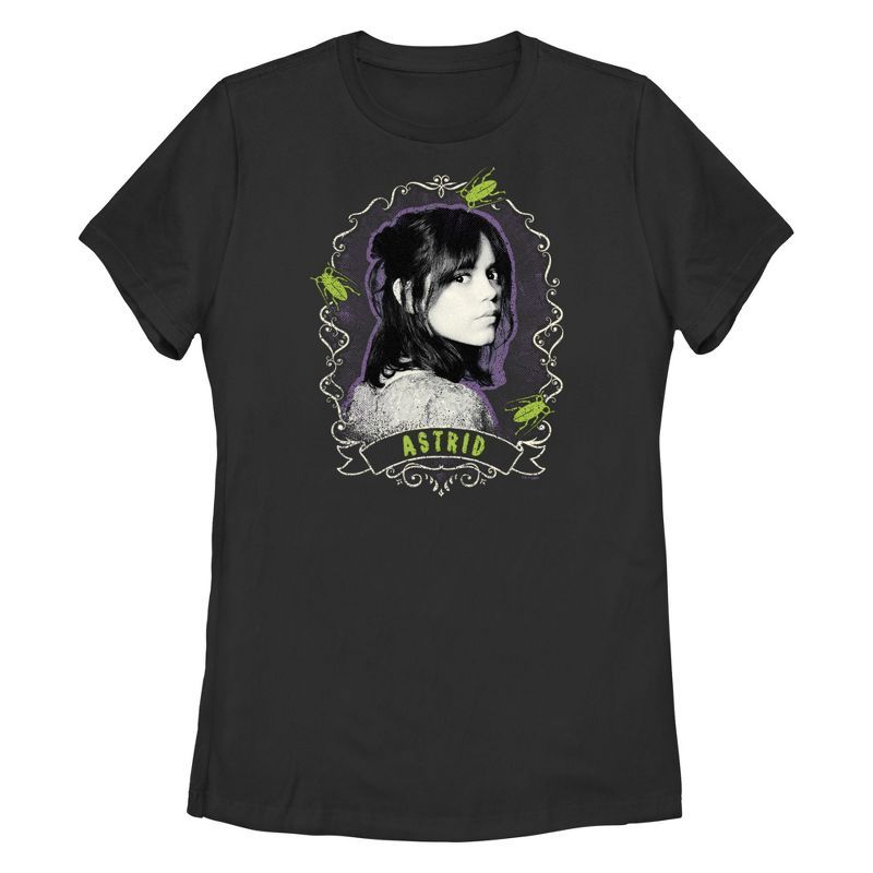 Women's Black Cotton Beetlejuice Astrid Graphic T-Shirt