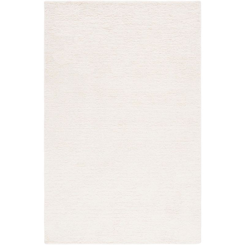 Ivory Hand-Tufted Wool Shag Area Rug, 5' x 8'