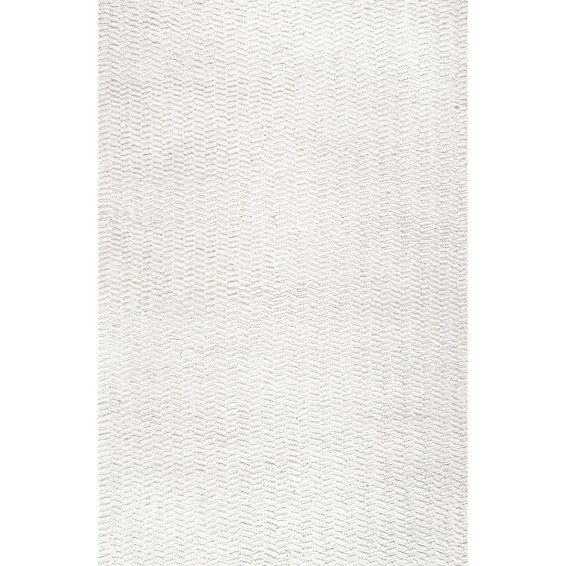 Ivory Flat Woven Handmade Wool Square Rug, 73" x 9"