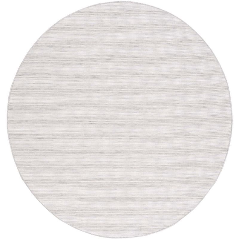 Ivory and Grey Round Synthetic Indoor/Outdoor Rug