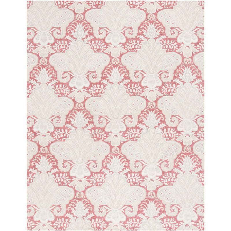 Elegant Tufted Wool Rectangular Area Rug 9' x 12' in Pink & Beige