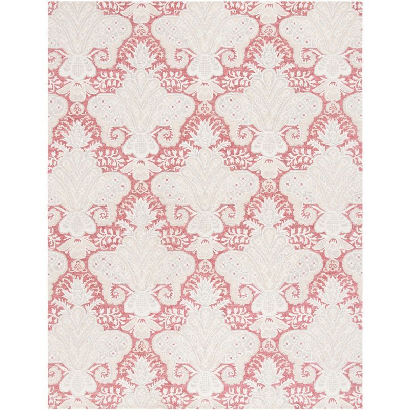 Elegant Trellis Tufted Wool 8' x 10' Handmade Area Rug in Pink and Beige