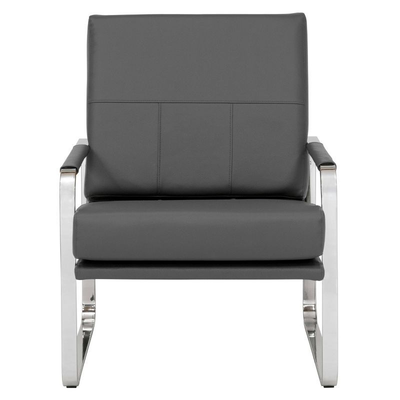 Smoke Gray Leather and Chrome Accent Chair