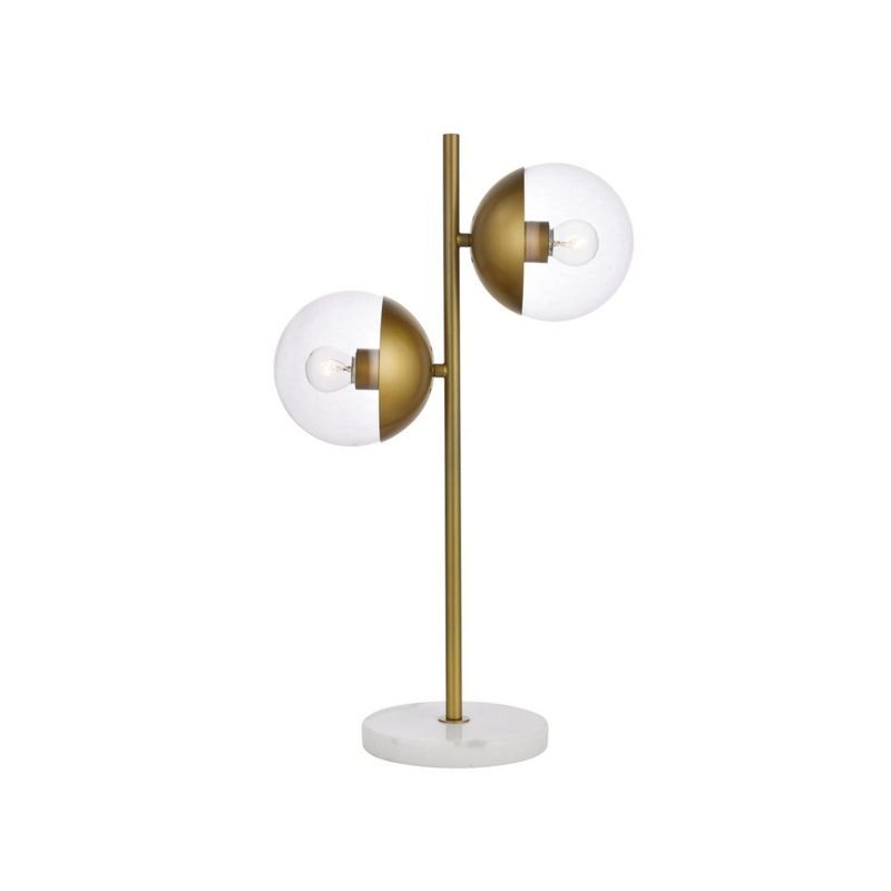 Eclipse Brass Table Lamp with Clear Glass Shades