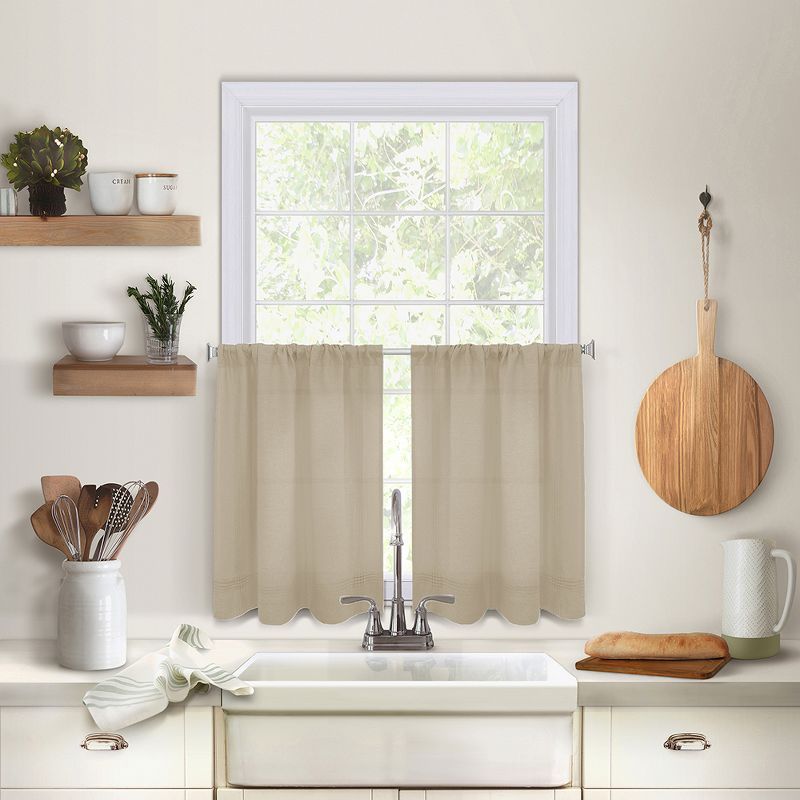 Linen Light-Filtering Pintuck Kitchen Window Tier Set