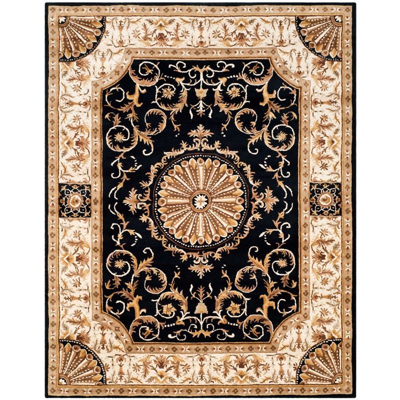 Empire Black and Ivory Hand-Tufted Wool Area Rug