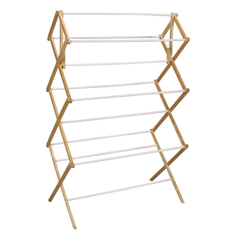 Oversized Folding Wood Drying Rack with Vinyl Dowels