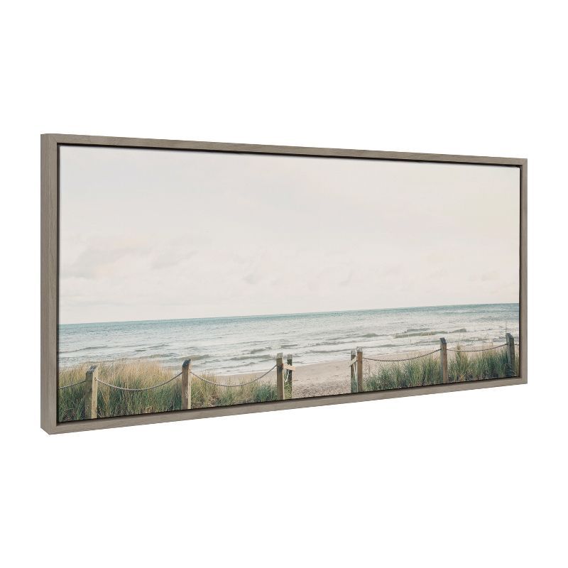 Pale Sky Coastal Canvas Print with Gray Frame, 20x43