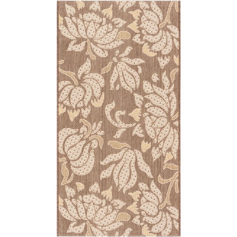 Light Chocolate and Cream Synthetic Rectangular Indoor/Outdoor Rug, 2'7" x 5'