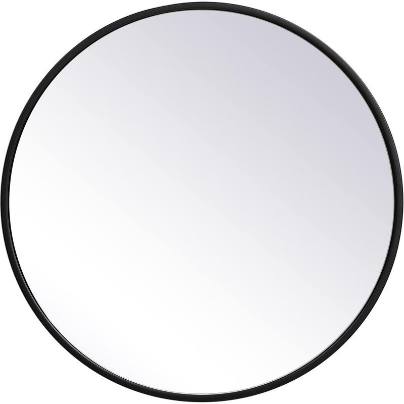 Contemporary Black Wood-Trimmed 21" Round Wall Mirror