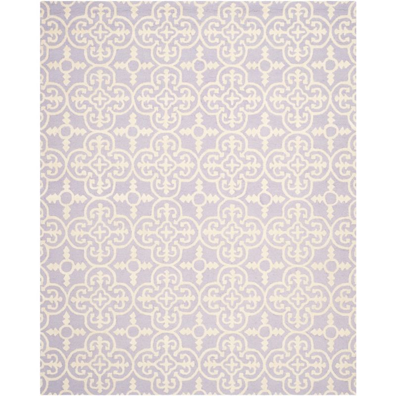 Lavender and Ivory Hand-Tufted Wool Area Rug, 8' x 10'