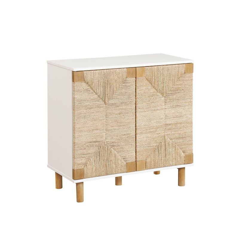 Beacon White and Seagrass Freestanding Storage Cabinet with Adjustable Shelving