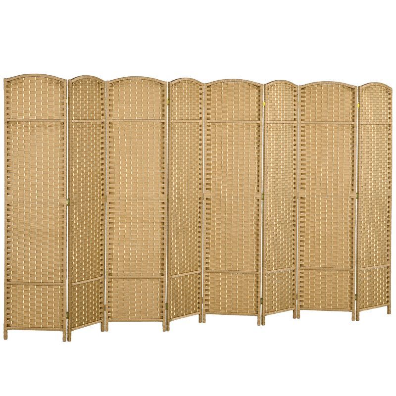 Nature Wood 8-Panel Folding Privacy Screen with Pine Frame