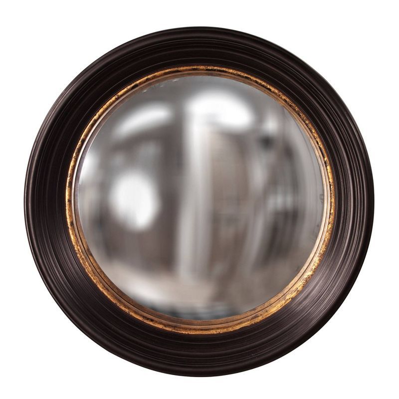 Rex 25" Round Gold Leaf Convex Wall Mirror