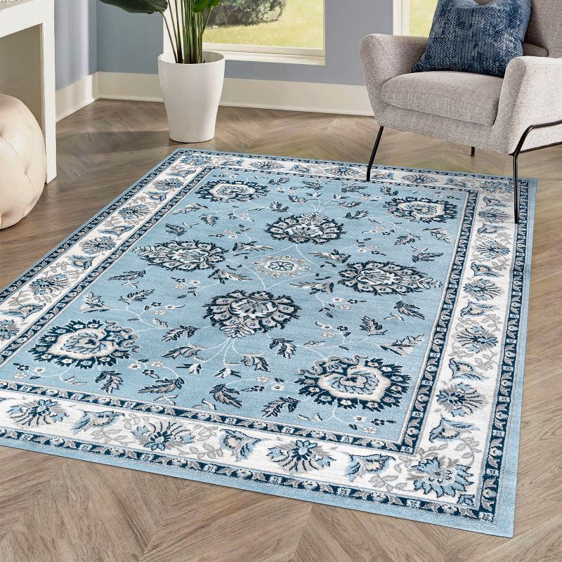 Blue and Gray Reversible Synthetic 4' x 6' Area Rug