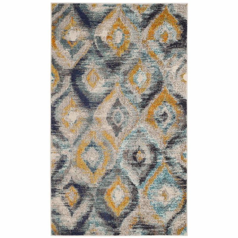 Bohemian Chic Blue Multi Hand-Knotted 3'x5' Synthetic Area Rug