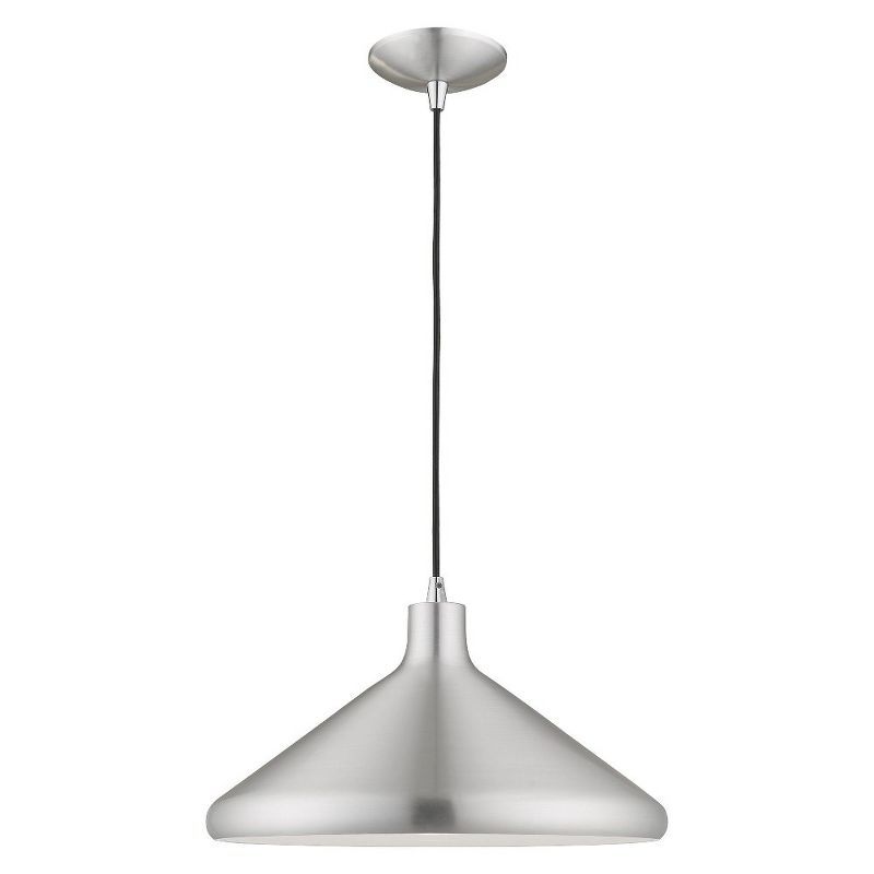 Mini Brushed Aluminum Cone Pendant with White Interior