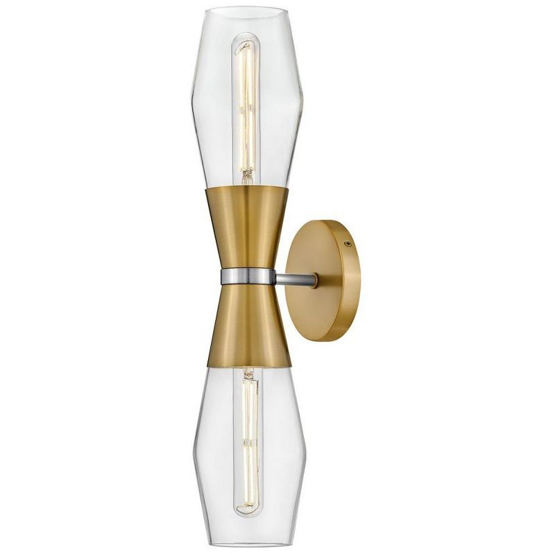 Livie Lacquered Brass and Clear Glass 2-Light Wall Sconce