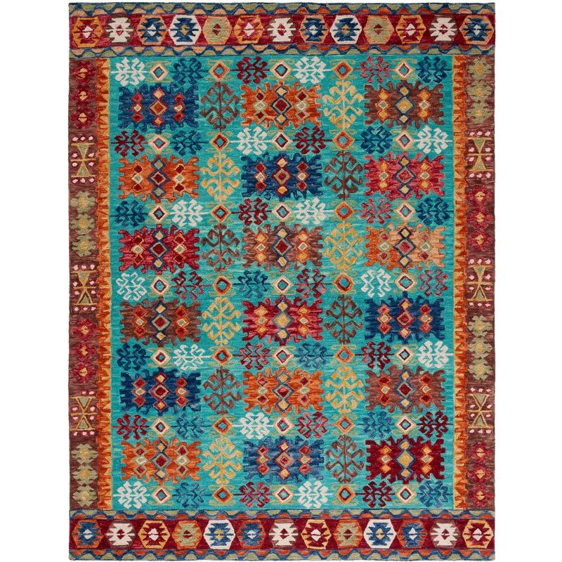 Aspen Blue and Multicolor Hand-Tufted Wool 6' x 9' Area Rug