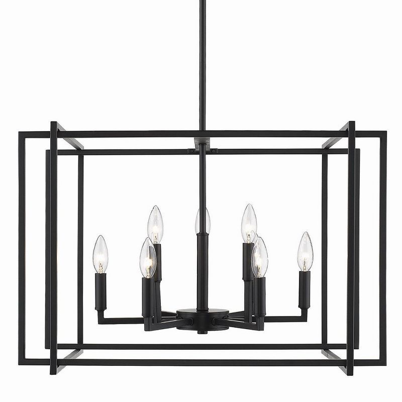 Tribeca Matte Black Steel 26" Open-Cage Chandelier