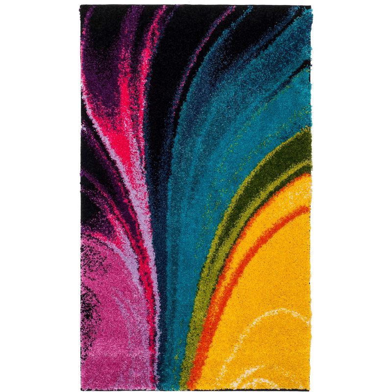 Radiant Red Abstract Fiesta 3' x 5' Synthetic Shag Rug