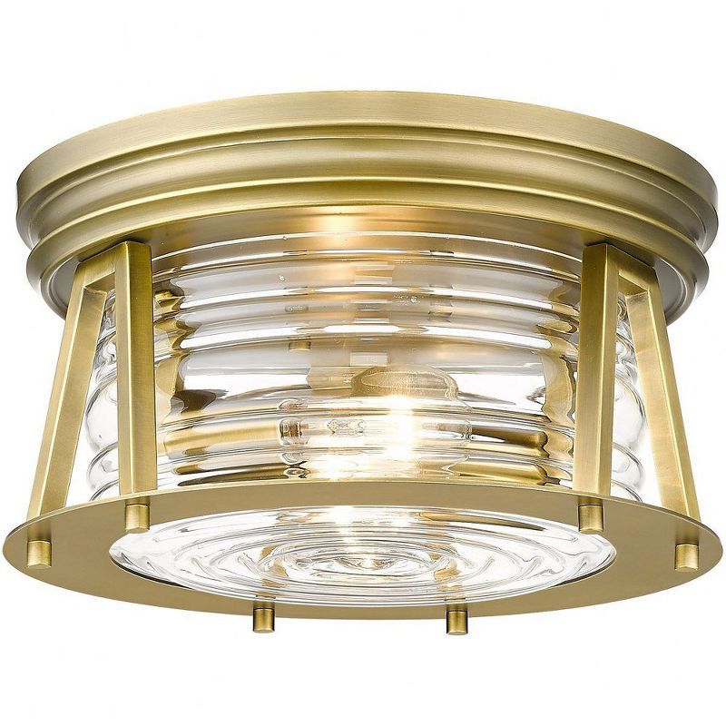 Cape Harbor Rubbed Brass and Glass 12" LED Flush Mount