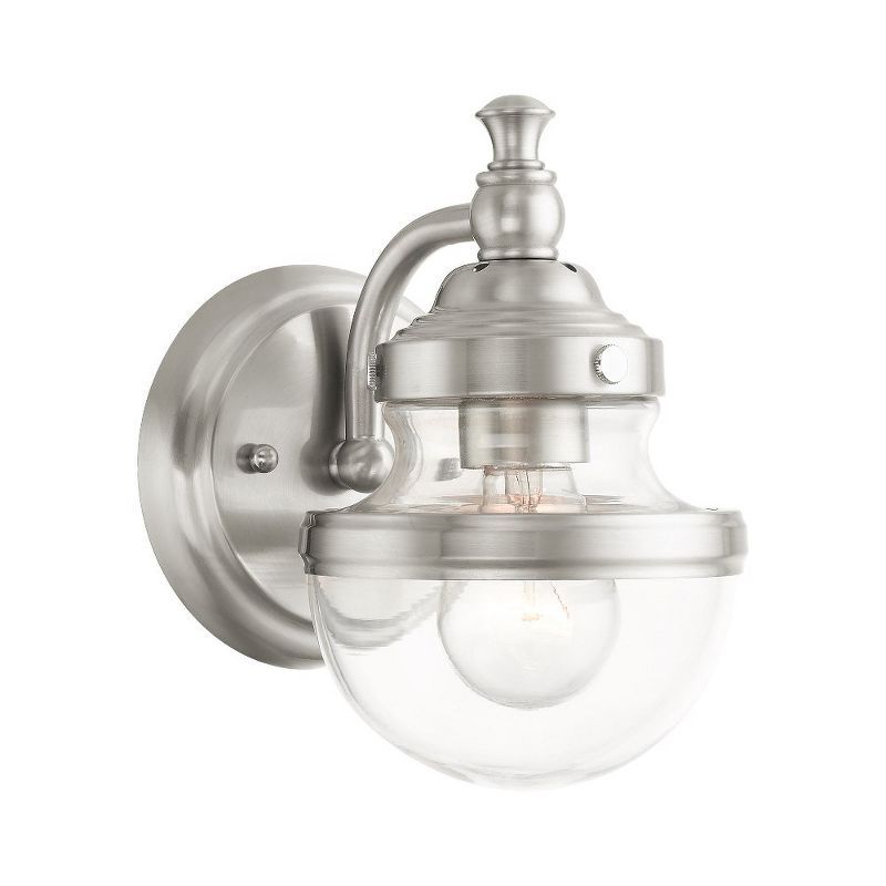 Oldwick Brushed Nickel Hand Blown Glass 1-Light Vanity Sconce