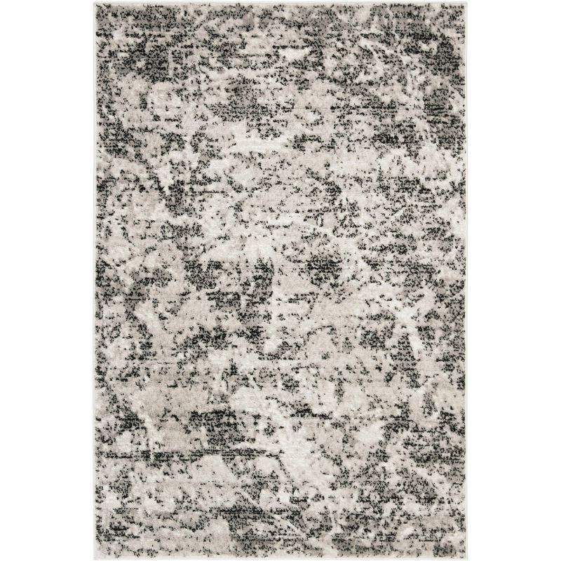 Charcoal and Ivory Medallion Synthetic 4' x 6' Area Rug