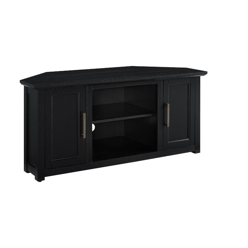 Camden 48" Black Corner TV Stand with Cabinets