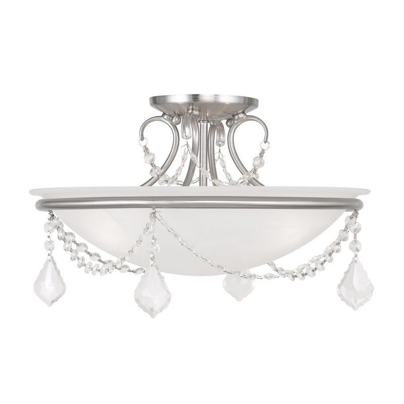 Elegant Weathers 3-Light Brushed Nickel Bowl Semi-Flush Mount