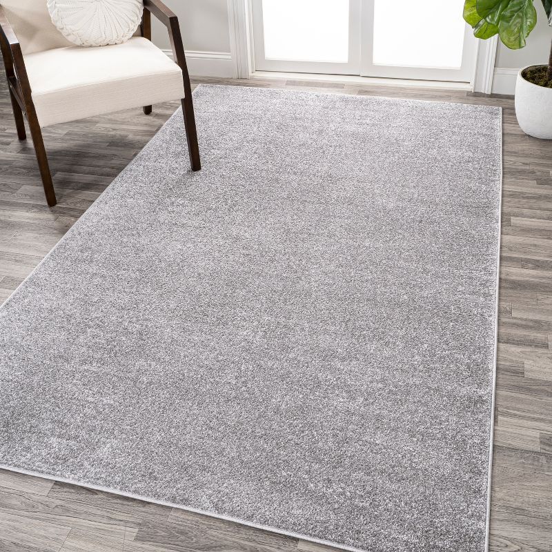 Gray Solid Synthetic Low-Pile Indoor Area Rug