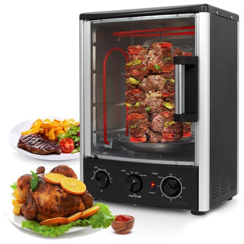 NutriChef 24-Quart Black Stainless Steel Vertical Rotisserie Oven