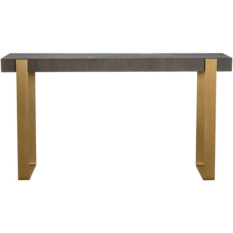 Kea 60" Dark Walnut and Brushed Brass Console Table