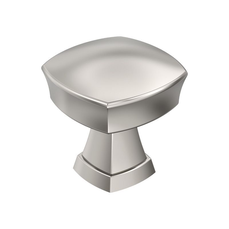 Polished Nickel Square Cabinet Knob with Mounting Hardware