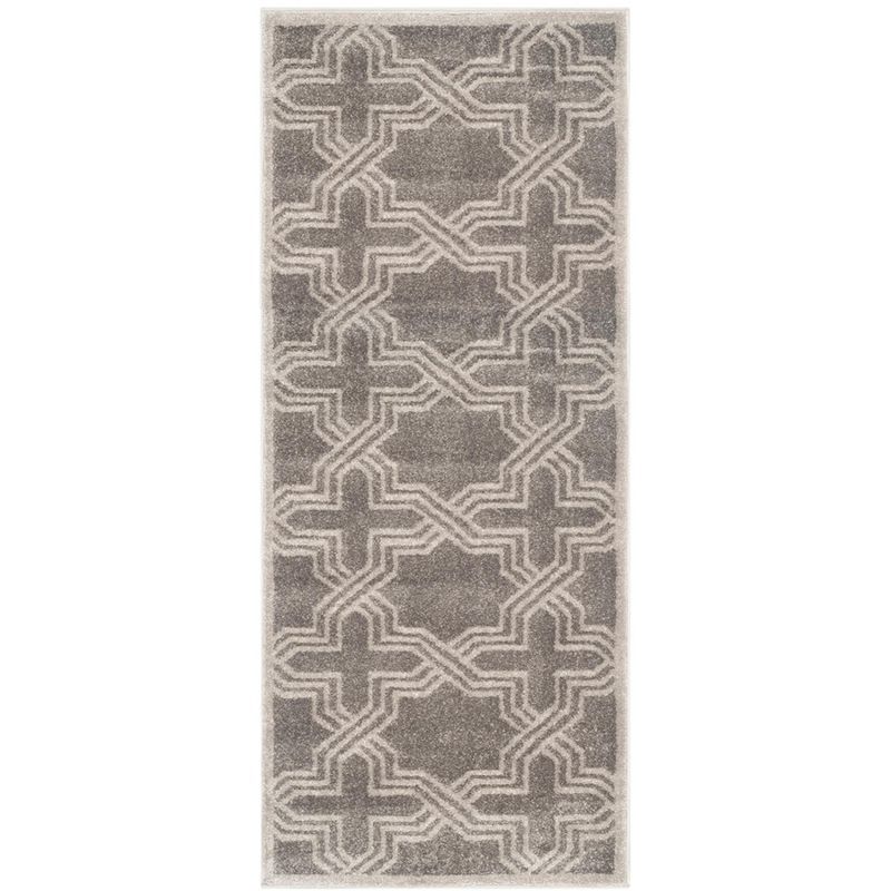 Grey and Light Grey Geometric Runner Rug 2'3" x 7'