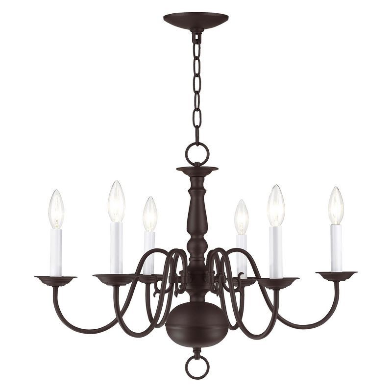 Colonial Elegance 6-Light Bronze Candelabra Chandelier
