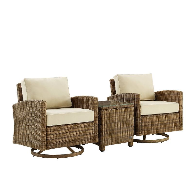 Bradenton 3-Piece Outdoor Wicker Swivel Rocker Chair Set