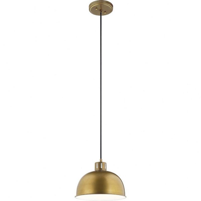 Zailey 9" Transitional Black and Brass Bowl Pendant Light