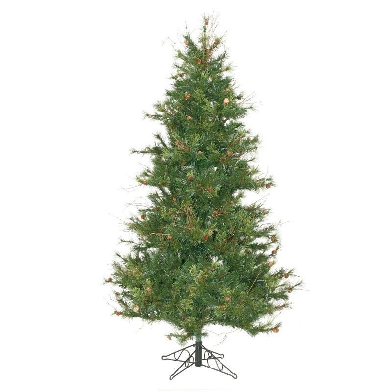 7.5' Slim Mixed Country Pine Artificial Christmas Tree with Pine Cones