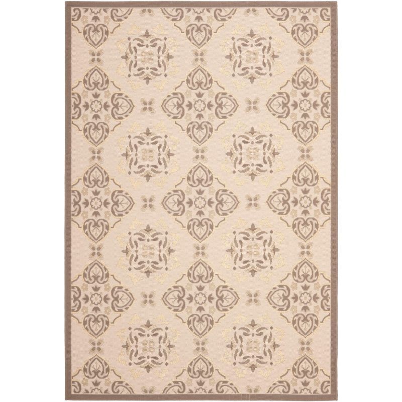 Beige Rectangular Easy Care 5' x 7' Synthetic Area Rug