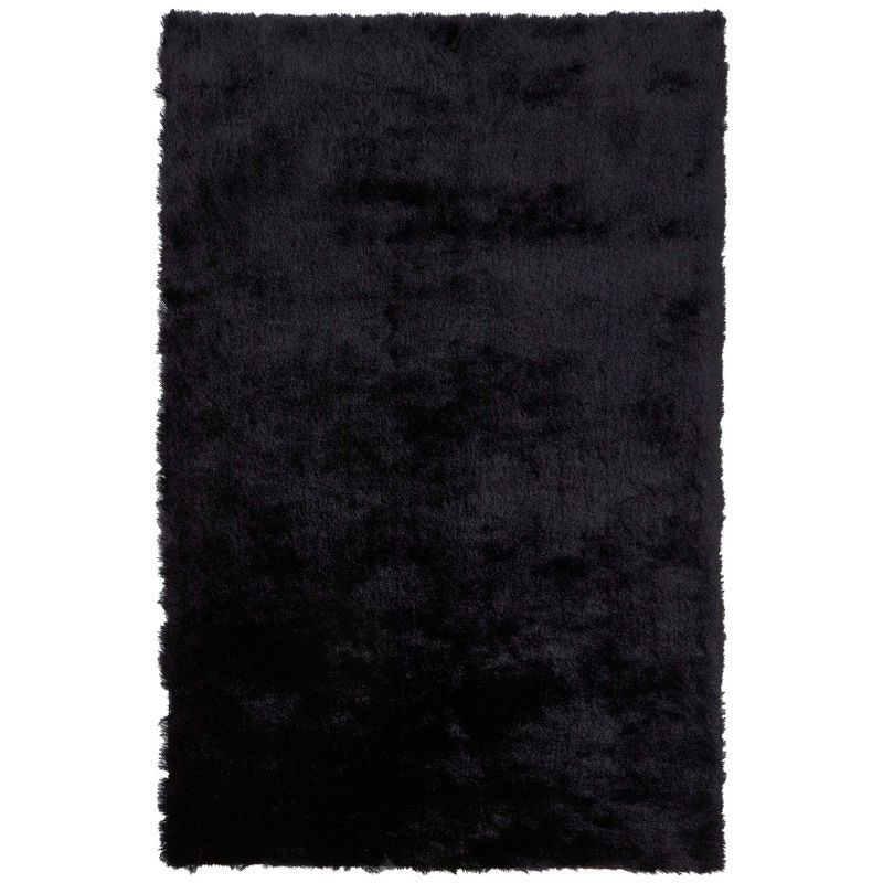 Indochine Black Rectangular Hand-Tufted Synthetic Fur Rug