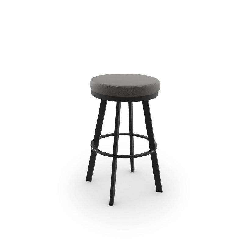 26" Grey Polyester and Black Metal Swivel Counter Stool