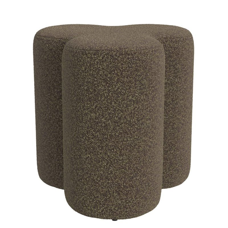 Dark Brown Boucle Square Accent Ottoman with Foam Frame