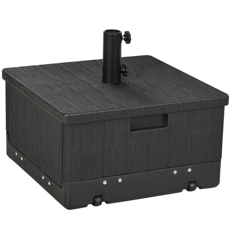 Black Metal 3-in-1 Patio Umbrella Stand with Wheels