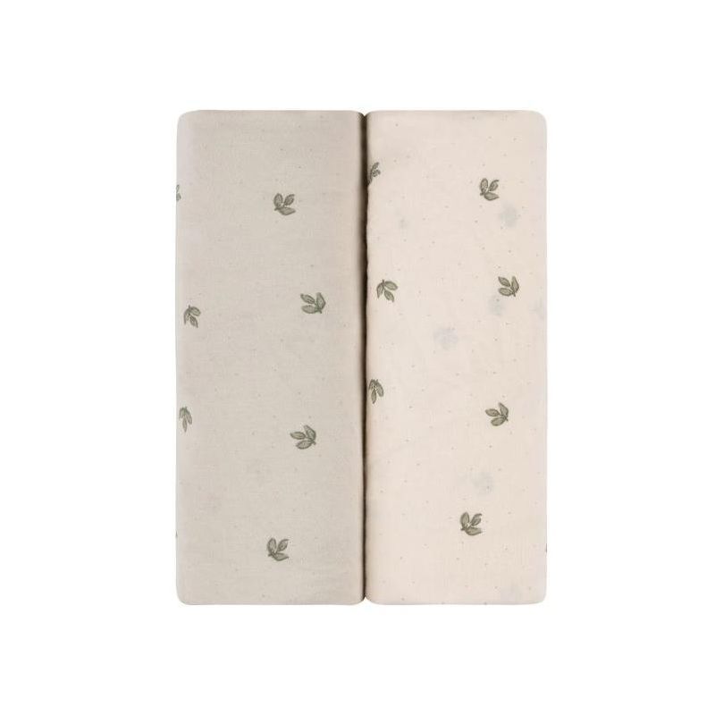 Sage Vintage Leaf Cotton Jersey Baby Bassinet Sheet Set