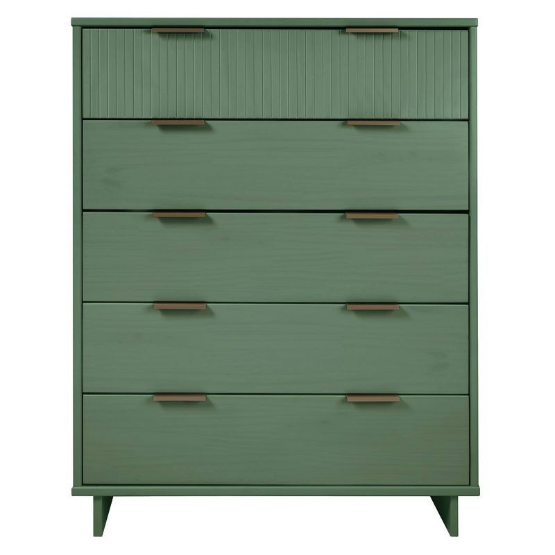 Granville Sage Green Modern 5-Drawer Chest with Metal Handles