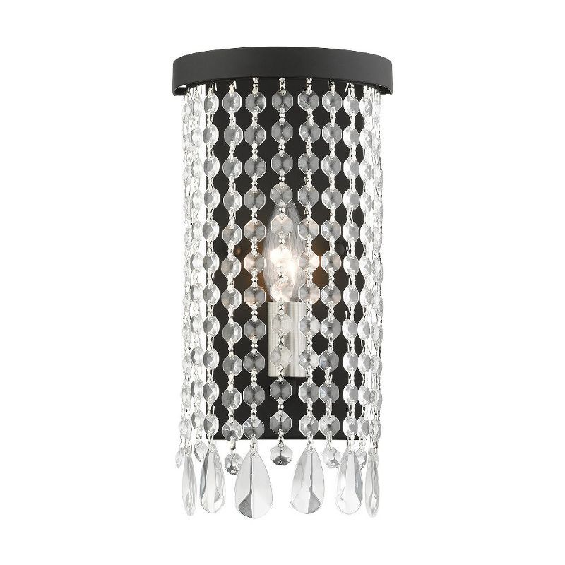 Elizabeth Black Steel Wall Sconce with Crystal Accents