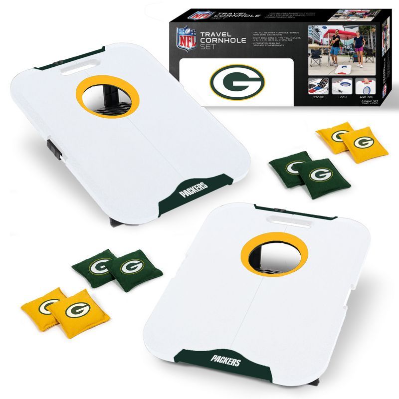 NFL Green Bay Packers All-Weather Travel Cornhole Set with Bean Bags