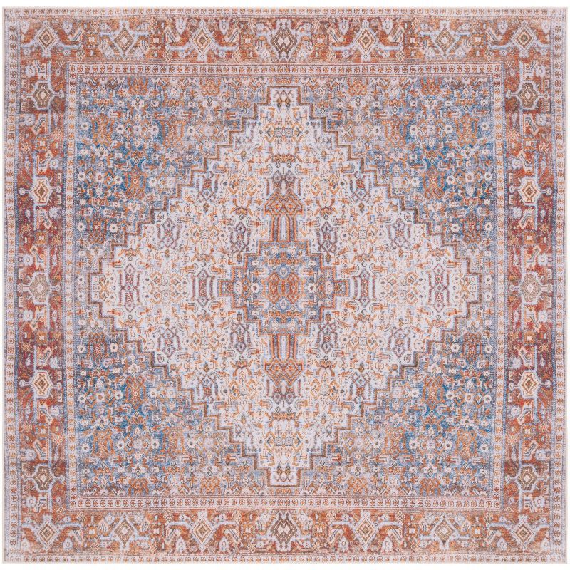 Tucson Beige and Rust Square Washable Area Rug